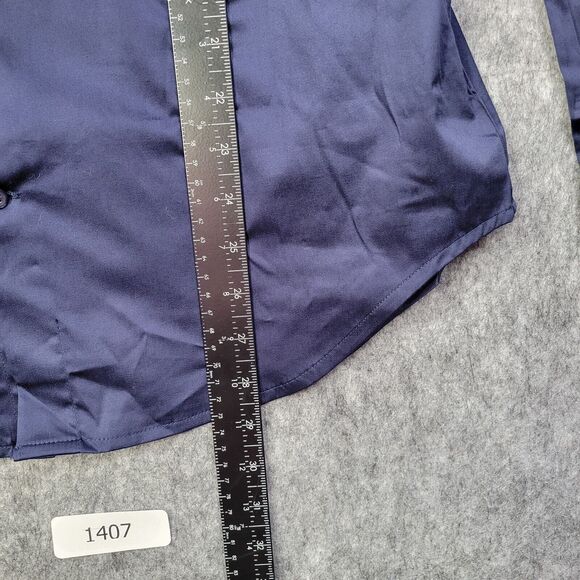 Dstrct & Row Men Dress Shirt Medium Long Sleeve Blue - Picture 4 of 6